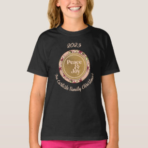 Vrede & Vreugde Roze Goud Familienaam Kerstmis Mei T-shirt