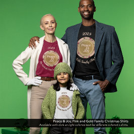 Vrede & Vreugde Roze Goud Familienaam Kerstmis T-shirt