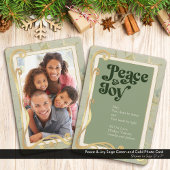 Vrede & Vreugde Salie groene en gouden fotocard Feestdagenkaart