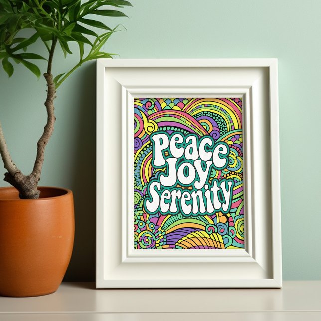 Vrede Vreugde Sereniteit Abstract Patroon Volwasse Briefhoofd (Coloring page - peace joy serenity)