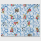 Vrede & Vreugde Vrolijke Kerstmis Blauwe Sneeuwvlo Cadeaupapier (Vlak)