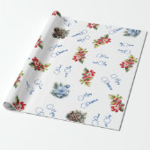 Vrede & Vreugde Vrolijke Kerstmis Rode Bessen op W Cadeaupapier (Uitgerold)