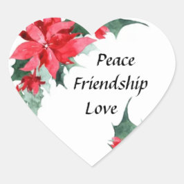 Vrede, Vriendschap en Liefde Kerstmis Hart Sticker