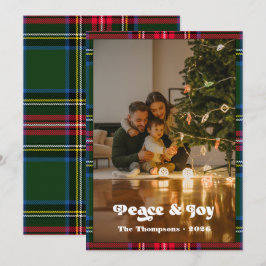 Vrede & Vrolijkheid Groen Tartan Schotland Kerstmi Feestdagenkaart