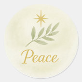 “Vrede” Watercolor Kerststicker Ronde Sticker (Voorkant)