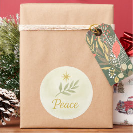 “Vrede” Watercolor Kerststicker Ronde Sticker