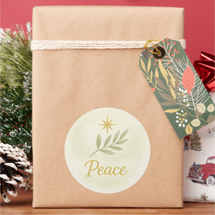 “Vrede” Watercolor Kerststicker Ronde Sticker