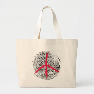 Vrede Wereldbol geen oorlog tegen geweld geen lief Grote Tote Bag