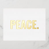 Vrede wit en gouden tekst minimalistisch modern folie feestdagen briefkaart (Voorkant)