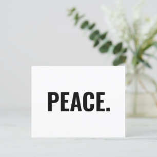 Vrede wit en zwart tekst minimalistische anti-oorl briefkaart