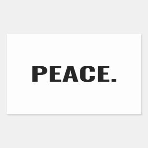 Vrede wit en zwart tekst minimalistische anti-oorl rechthoekige sticker