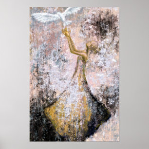 Vrede - Witte Duif - Vrijheid - Abstract Schilderi Poster