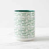 Vrede Woord Kunst Groen Tweekleurige Koffiemok (Center)