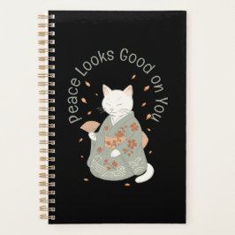Vrede ziet er goed uit - Kimono geklede kat Planner