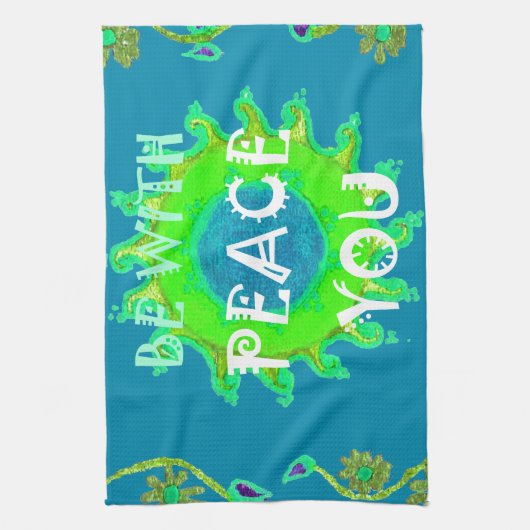 Vrede zij met u Art Print Theedoek (Verticaal)