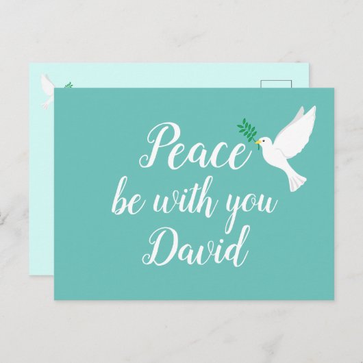 Vrede zij met u gepersonaliseerde boodschap briefkaart (Voorkant / Achterkant)