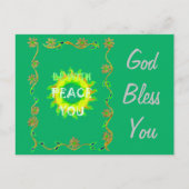 Vrede zij met u: Inspirerend groen en geel Briefkaart (Voorkant)