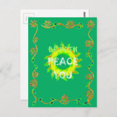 Vrede zij met u: Inspirerend groen en geel Briefkaart (Voorkant / Achterkant)