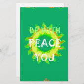 Vrede zij met u: Inspirerend groen en geel Briefpapier (Voorkant / Achterkant)