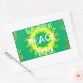 Vrede zij met u: Inspirerend groen en geel Rechthoekige Sticker (Envelop)
