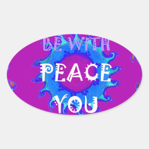 Vrede zij met u Inspirerend print Ovale Sticker