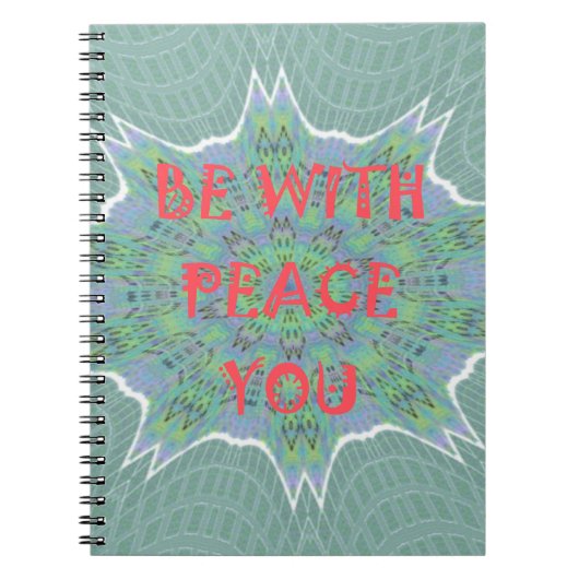 Vrede zij met u Inspirerende Grafische Kunst Tekst Notitieboek (Voorkant)