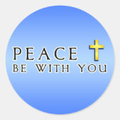 Vrede zij met u religieuze Heilige Kruis Ronde Sticker (Voorkant)