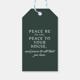 Vrede zij met u, vrede met uw huis | Kerstmis Cadeaulabel