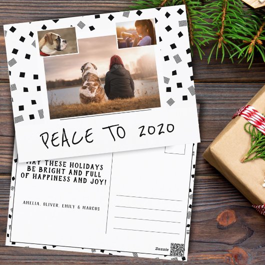 Vrede Zwart Wit Patroon 3 Foto Collage Feestdagenkaart