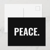 Vrede zwart-wit tekst minimalistische anti-oorlog briefkaart (Voorkant / Achterkant)