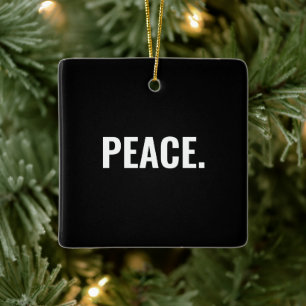 Vrede zwart-wit tekst minimalistische anti-oorlog keramisch ornament