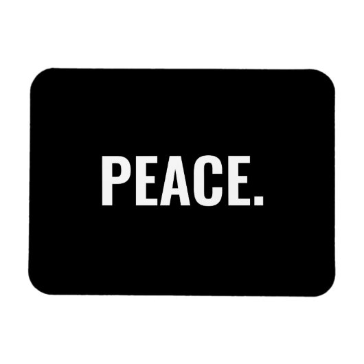 Vrede zwart-wit tekst minimalistische anti-oorlog magneet (Horizontaal)