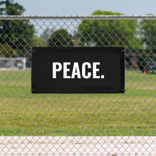 Vrede zwart-wit tekst minimalistische anti-oorlog spandoek