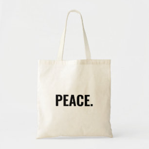 Vrede zwart-wit tekst minimalistische anti-oorlog tote bag