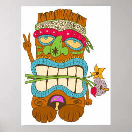 Vredelievende, bloemen gekke Tiki Hippie Poster