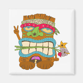 Vredelievende Tiki, Bloemige Hippie, Grappig Magneet