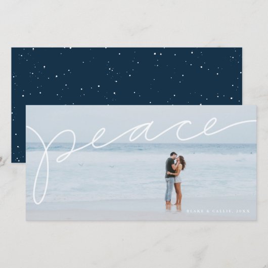 Vredes handlettering horizontale vakantiefoto kaar feestdagenkaart (Voorkant / Achterkant)