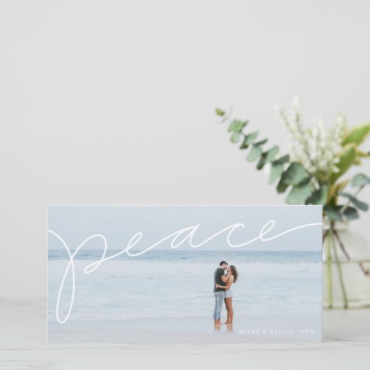 Vredes handlettering horizontale vakantiefoto kaar feestdagenkaart (Staand voorkant)