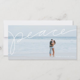 Vredes handlettering horizontale vakantiefoto kaar feestdagenkaart