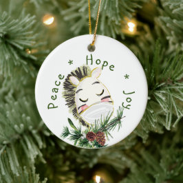 Vredes Hoop Vreugde Gemaskerde Zebra Keramisch Ornament