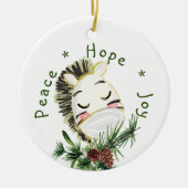 Vredes Hoop Vreugde Gemaskerde Zebra Keramisch Ornament (Voorkant)