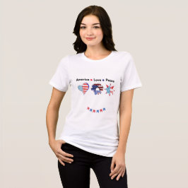 Vredes Liefde Amerika Patriottische Vlag Grafisch Tri-Blend Shirt