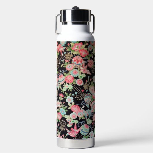 Vredes Orizuru en Bloem, Japans ontwerp Waterfles (Voorkant)