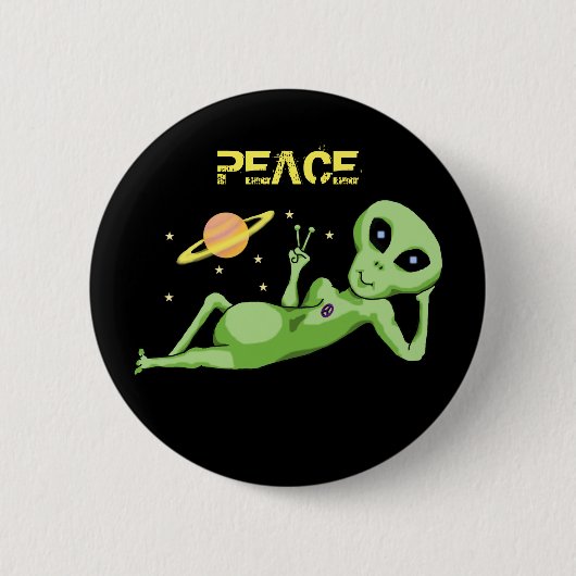 Vredes Ruimte Alien Knop Ronde Button 5,7 Cm (Voorkant)