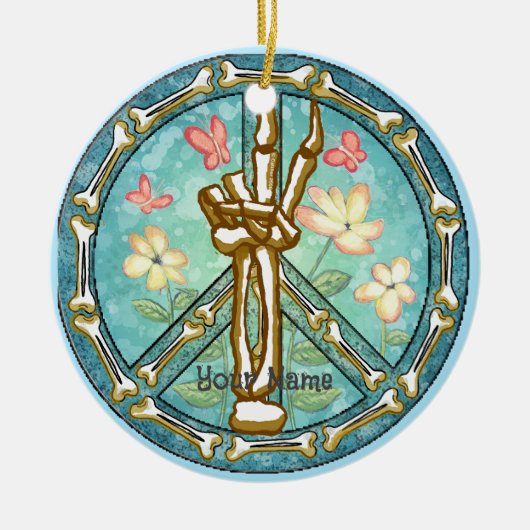 Vredes Skelet Hand Keramisch Ornament (Voorkant)