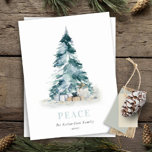 Vredes Sneeuw Aquarel Pijnboom Kerstboom Cadeaus Feestdagenkaart