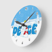 Vredes Sneeuwman Screwball Graphics Kerstmis Ronde Klok (Hoek)