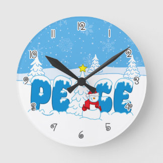 Vredes Sneeuwman Screwball Graphics Kerstmis Ronde Klok