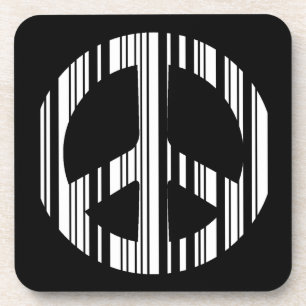VREDES TEKEN BAR CODE Hippie Barcode Patroon Ontwe Drankjes Onderzetter