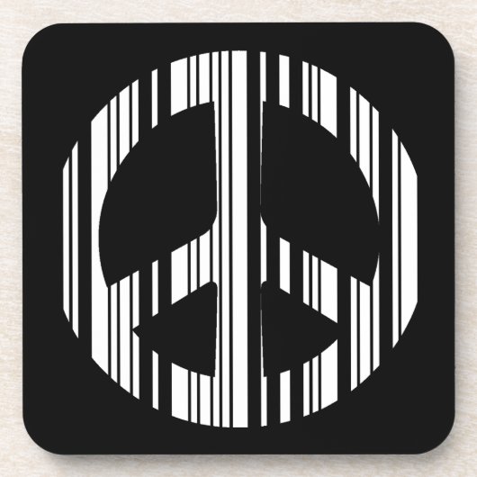 VREDES TEKEN BAR CODE Hippie Barcode Patroon Ontwe Drankjes Onderzetter (Voorkant)